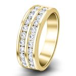 Two-Row Channel Half Eternity Diamond Ring 0.75ct 18k Yellow Gold 6.4mm - All Diamond