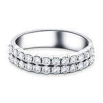 Two Row Diamond Half Eternity Ring 0.85ct 18k White Gold 4.3mm - All Diamond