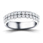 Two Row Diamond Half Eternity Ring 0.85ct 18k White Gold 4.3mm - All Diamond