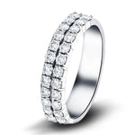 Two Row Diamond Half Eternity Ring 0.85ct in Platinum 4.3mm - All Diamond