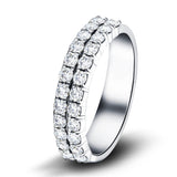 Two Row Diamond Half Eternity Ring 0.85ct in Platinum 4.3mm - All Diamond