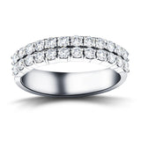 Two Row Diamond Half Eternity Ring 0.85ct in Platinum 4.3mm - All Diamond