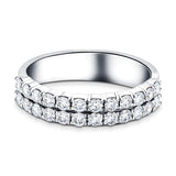 Two Row Diamond Half Eternity Ring 1.55ct in Platinum 5.8mm - All Diamond