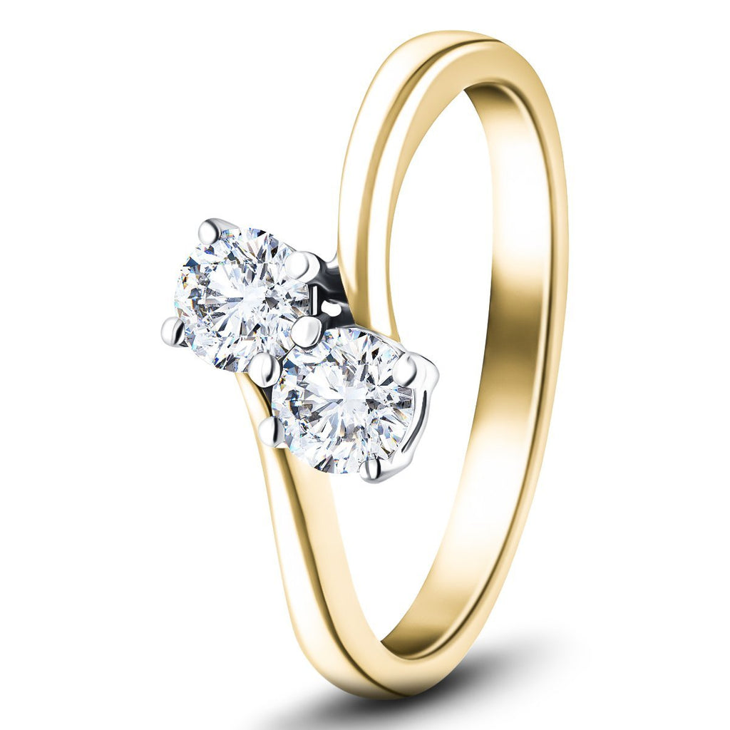 Two Stone Diamond Ring 0.45ct G/SI In 18k Yellow Gold – All Diamond
