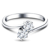 Two Stone Diamond Ring 0.60ct G/SI in 18k White Gold - All Diamond