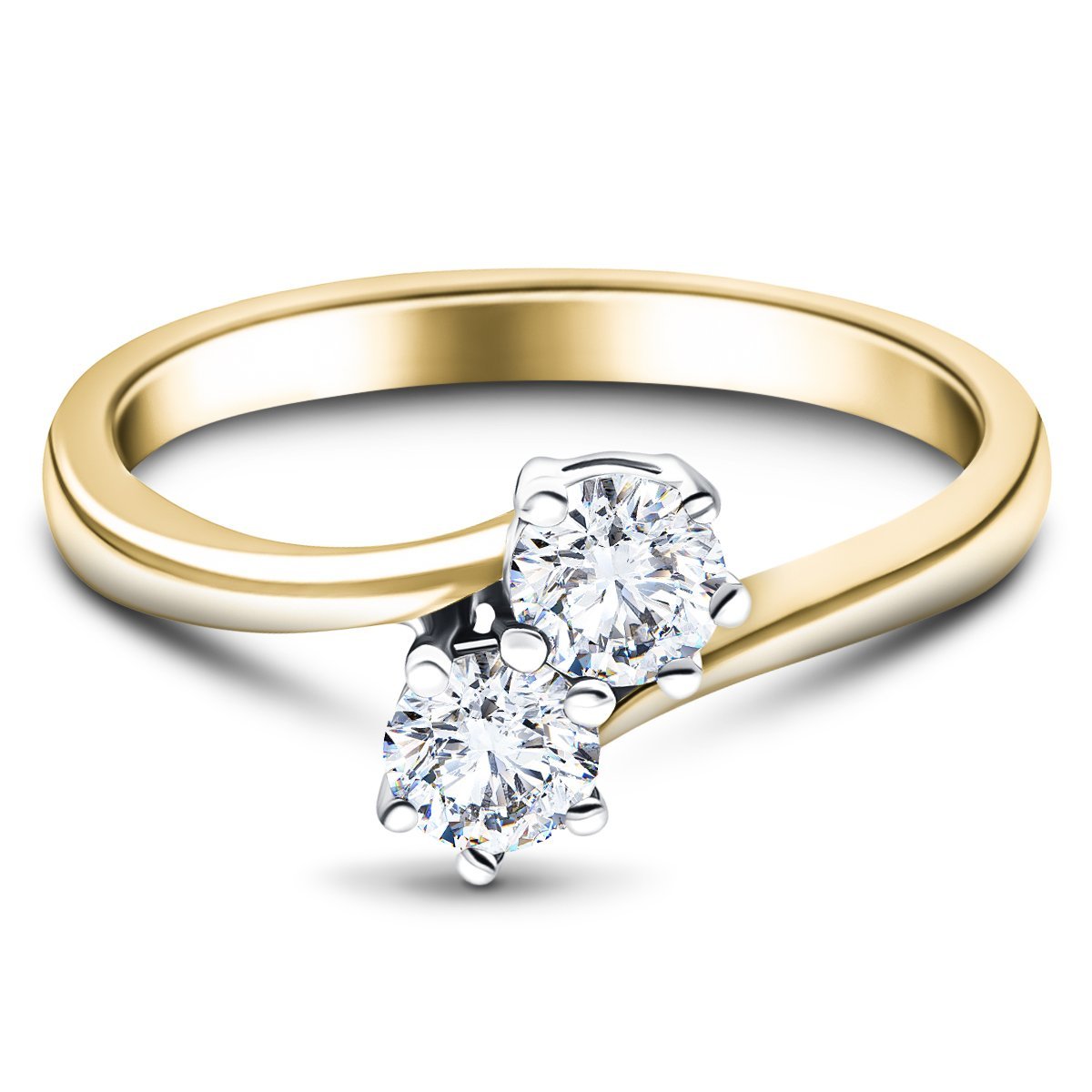 Two Stone Diamond Ring 0.60ct G/SI in 18k Yellow Gold - All Diamond