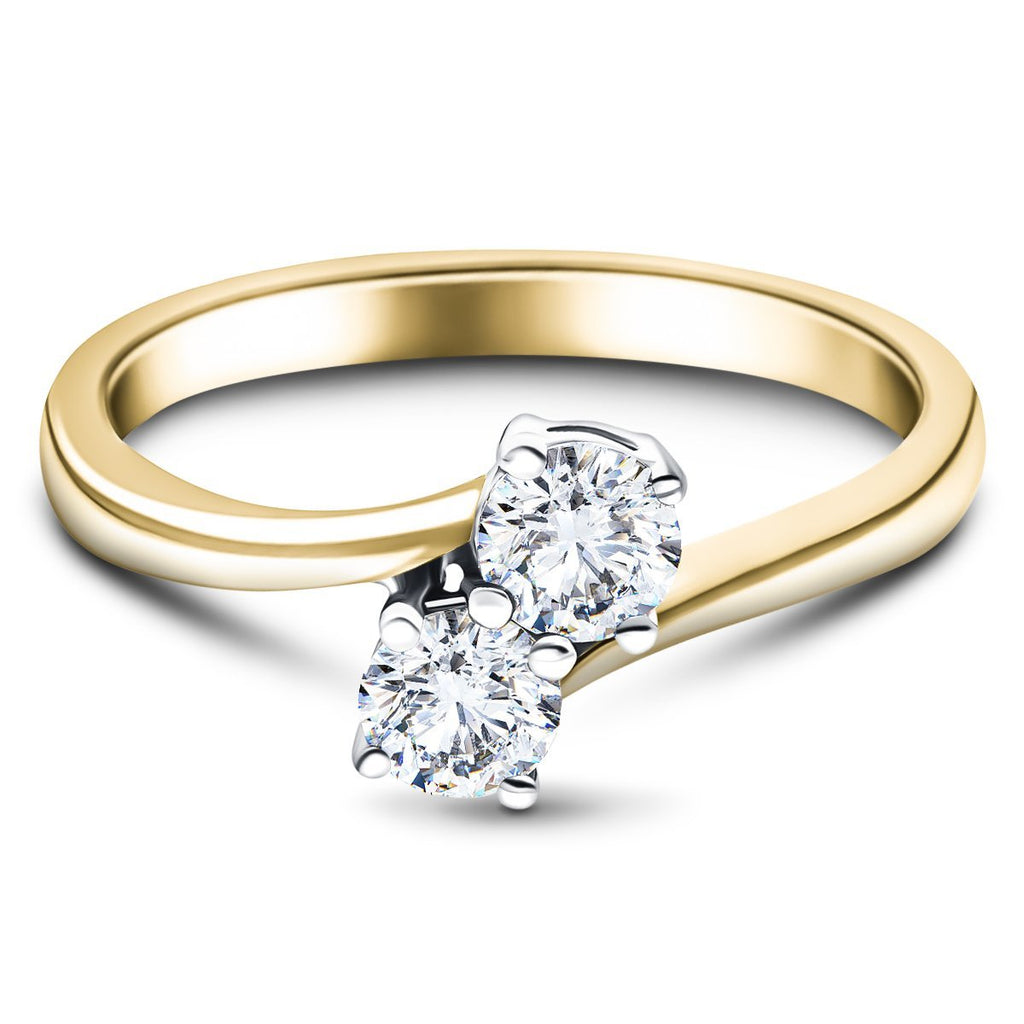 Two Stone Diamond Ring 0.80ct G/SI in 18k Yellow Gold - All Diamond