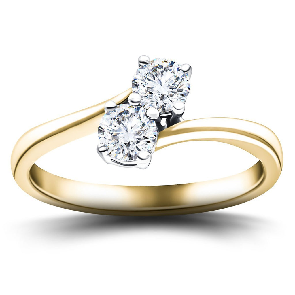 Two Stone Diamond Ring 0.80ct G/SI in 18k Yellow Gold - All Diamond