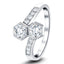 Two Stone Diamond Ring With Side Stones 0.60ct G/SI In 18k White Gold