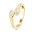 Two Stone Pear Diamond Ring 0.40ct Rub Over in 18k Yellow Gold