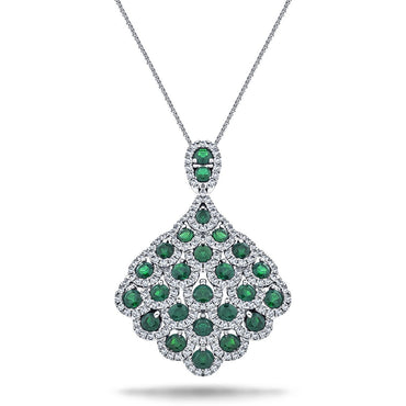 Pearl and diamond pendant with vintage Indian drop of emerald , diamond and  enamel set in18ct gold - Necklaces from Cobra & Bellamy Jewellery UK