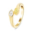 White and Yellow Pear Diamond 0.55ct Two Stone Ring in 18k Yellow Gold