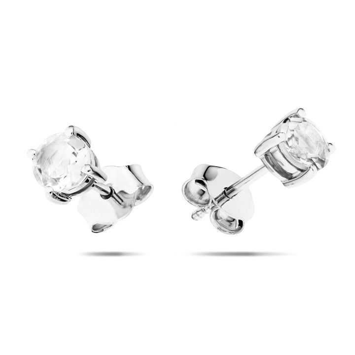 White Topaz Solitaire Earrings 1.00ct in 9k White Gold 5.0mm